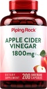 Piping Rock Apple Cider Vinagre Cápsulas 1800 mg 200 comprimidos Fórmula Potente .. Suplemento ACV para Homens e Mulheres .