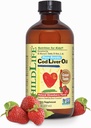 Çocuklar için Çocuk Cod Liver Yağı - Çocuklar Cod Liver Oil Liquid, Bebekler için 6+ Ay, Toddler, DHA, EPA, Omega-3 Fatty Acids - Strawberry, 8 fl oz