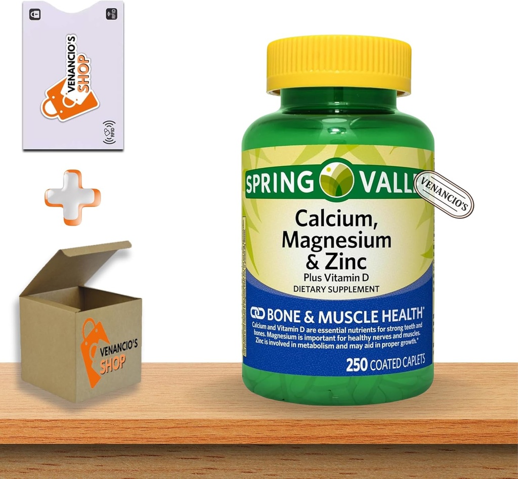 Calcio magnesio Zinc con cápsulas de vitamina D3 • Ósos e saúde muscular • Apoio inmune • Suplemento dietético • 250 Conde por Spring Valley Plus Tenda Sticker de Venancio