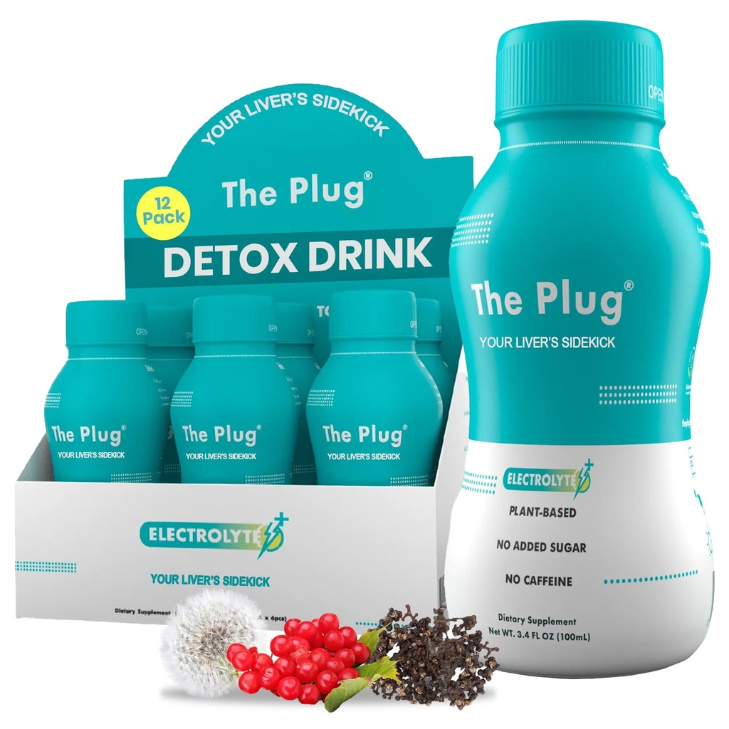 The Plug Liver Cleanse Detox & Repair Drink Electrolytes Organic Herbal Liquid Detoxify Body Plants Supplement Support Weight Loss Natural Health Hydrate Sports Energy Immunity Shots Minerals Vitamins
