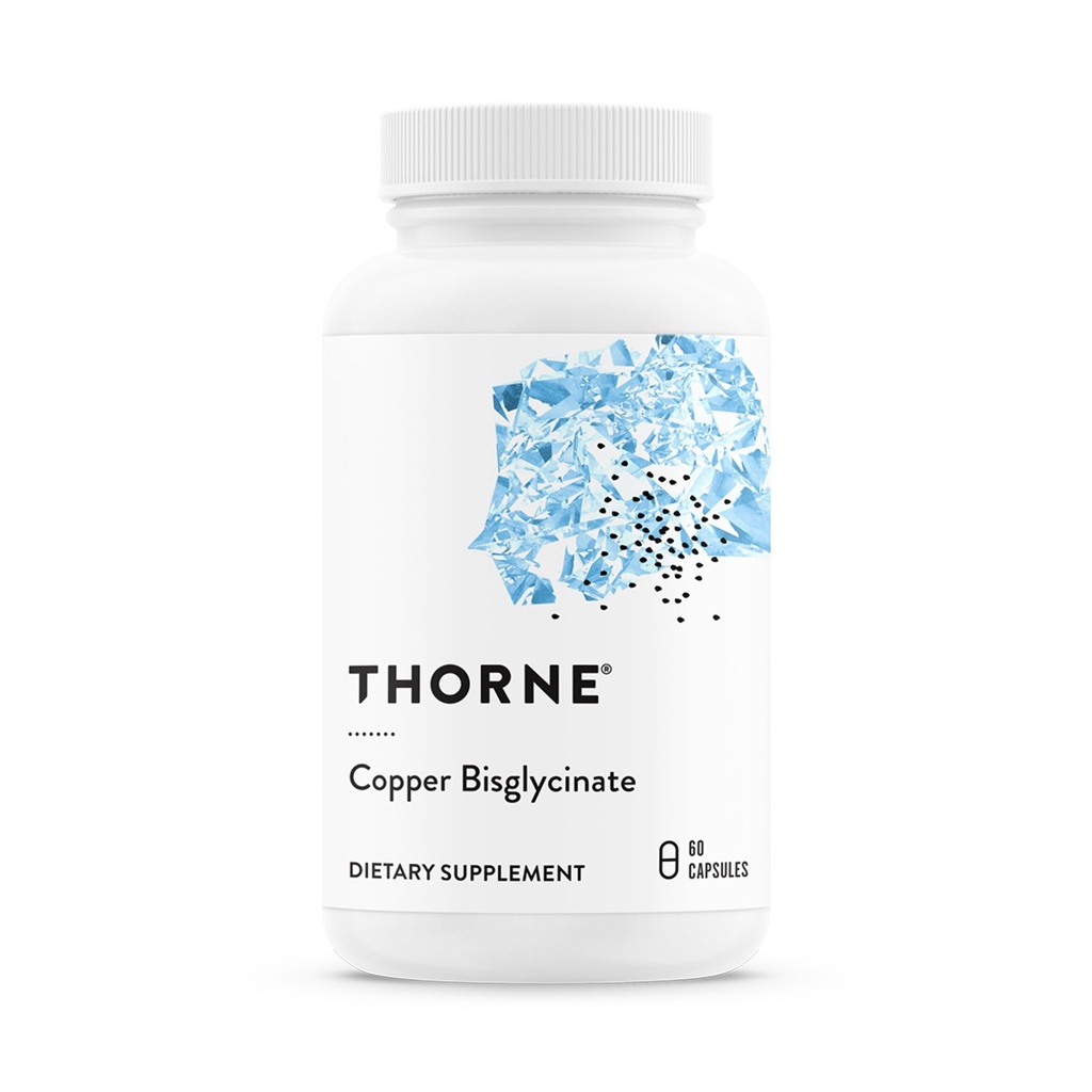THORNE - Copper Bisglycinate - Optimally Absorbed, Mineral Chelate Copper Supplement - Supports Bone, Blood Vessel, Heart, Nerve & Skin Health* - Third-Party Certified - Gluten-Free - 60 Capsules