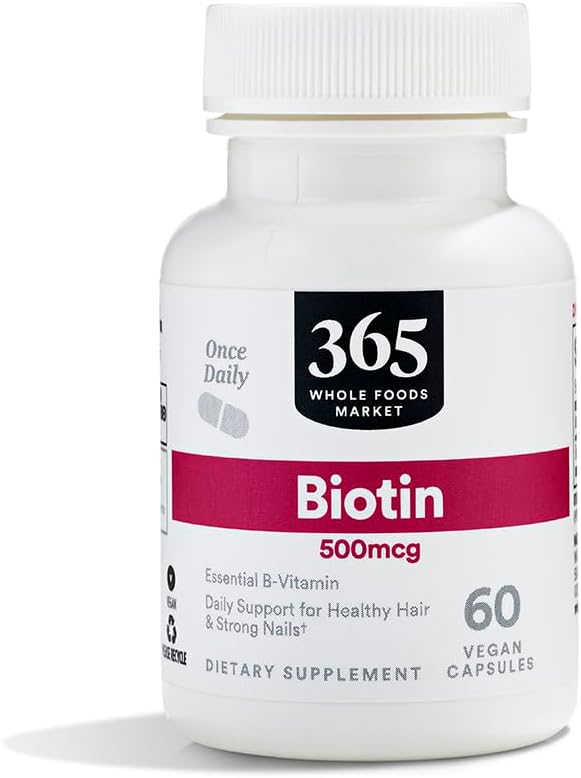 365 av Whole Foods Market, Biotin Vegetarian Capsules, 500 MCG, 60 CT