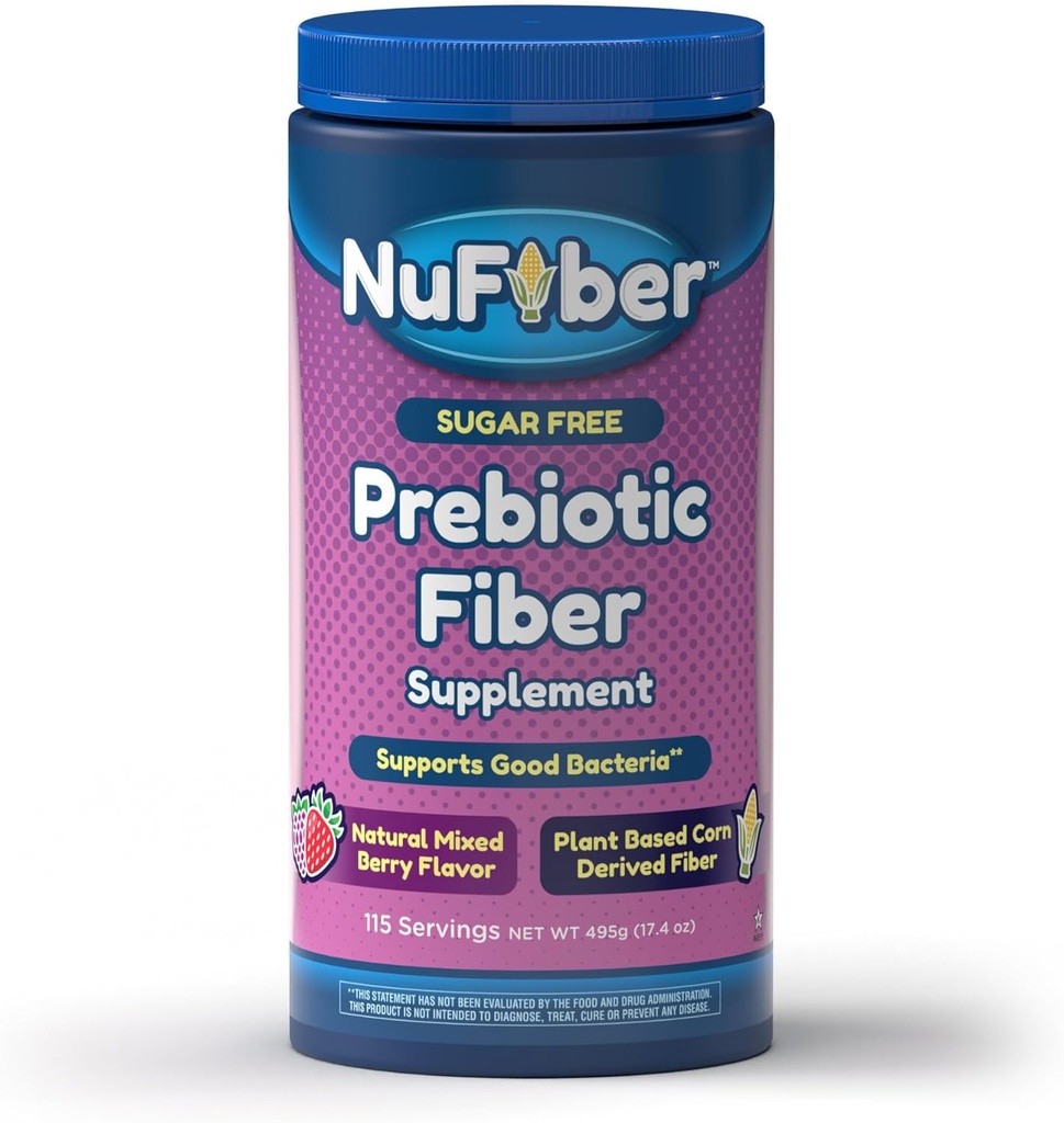 Fiber Supplement, Napi Prebiotic Fiber, 115 Servings, Natural Mixed Berry Flavor, Grit- Free, No Gluten & Sugar, Plant Based Corn Powder to Support Digestive & Gut Health