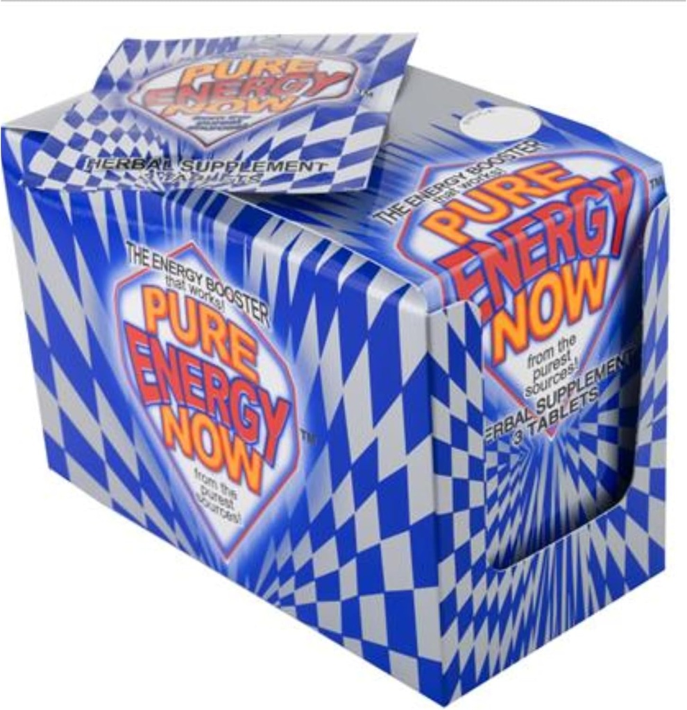 Energy Now Pure Energy Herbal Supplement 3 Tablet Per Packet, (Pazar 24) 1 Box
