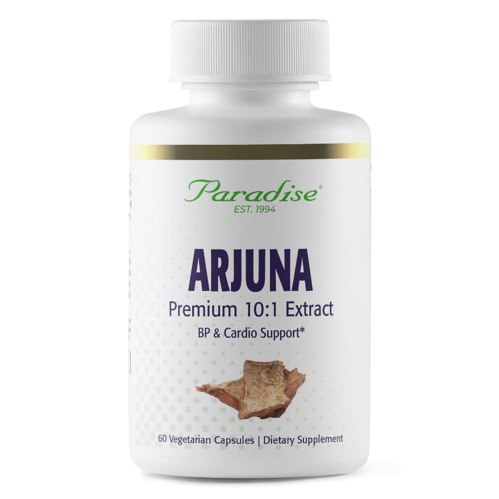 Paradise Herbs Arjuna, Cardiovascular Support, Blood Pressure Maintenance, Heart Health, Antioxidant Supplement, Vegan, Non-GMO, Gluten Free, 60 Vegetarian Capsules