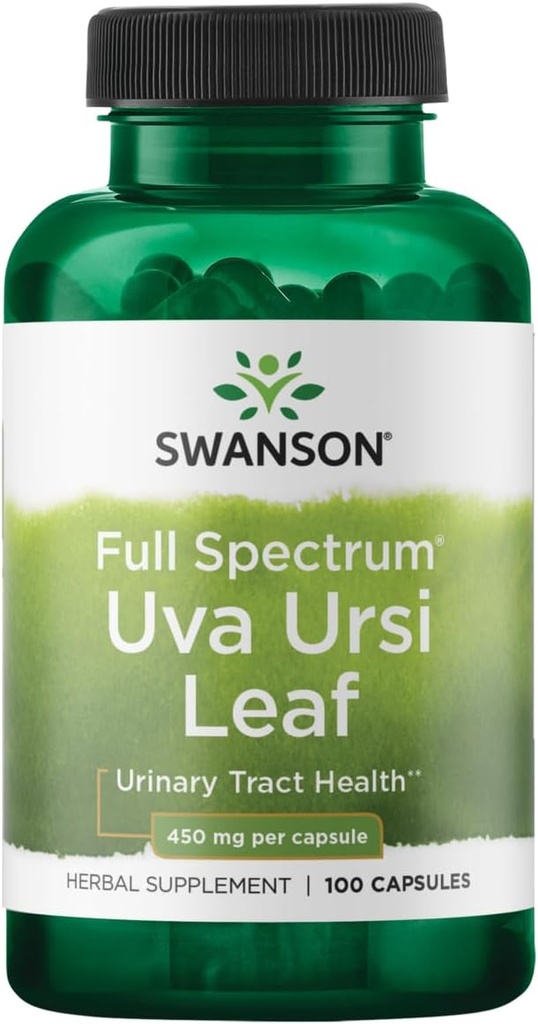 Swanson Full- Spectrum Uva Ursi Leaf - Bylinný dodatek Podpora ledvin a močových cest Zdraví - Může podporovat kardiovaskulární systém Funkce a močové měchýře Zdraví - (100 Kapsle, 450mg každý)