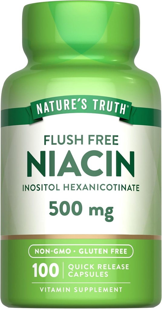 Nature's Truth Flush Free Niacin 500mg 100 Cápsulas Não-GMO & Gluten Free Supplement