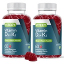 VITEEY Vitamin D3 K2 Gummies - 1000 IU Vitamin D3 and K2 100mcg - Bone & Heart Health for Adults and Teens - Vegetarian, Gelatin Free, GMO Free - Tasty Chewable D3K2 Vitamins Strawberry Flavored Gummy
