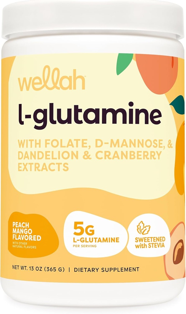 Wellah L- Glutamin Peach Mango (50 szerva) - 5g L- Glutamin Per Serving, Édesített Stevia