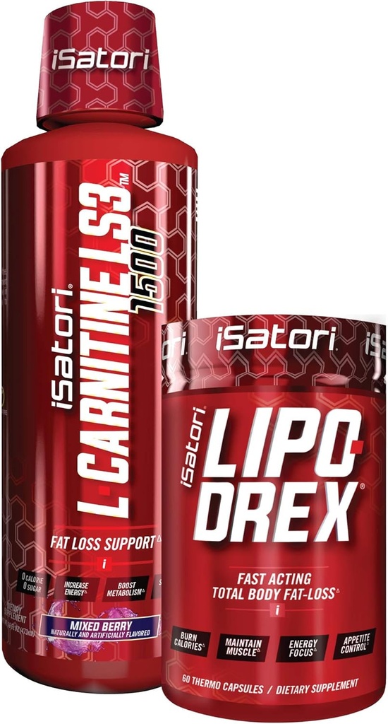 ISatori Lipo- Drex Fat Loss Termogeniczne Formuła - Szybkie działanie Weight Loss - Apetite Supressant (60 Kapsułki) L- Karnityna Ciekłe spalanie tłuszczu i Metabolizm Aktywator - Mieszane Berry (32 Słupki)