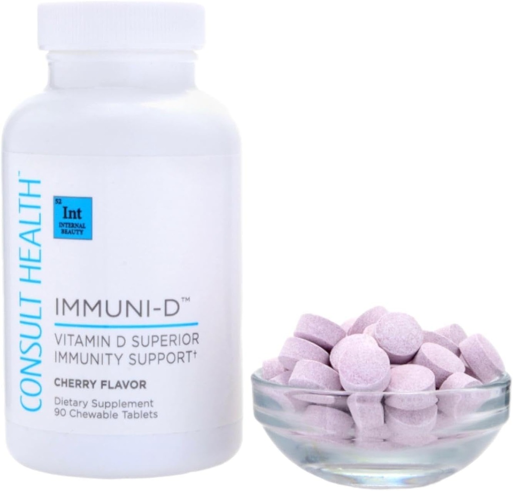 Resultive IMMUNI-D วิตามินดี แอมมูนิตี้ รองรับแท็บเล็ตที่เคี้ยวได้ชื่อ เชอรี่ ฟลายเวอร์ – ซิงค์ – อองเดอร์เบอร์รี่ ฟรุต - ไดเอต - 90 เคาน (1 แพค)