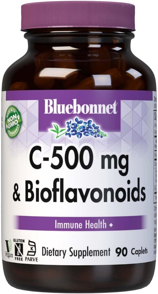 BlueBonnet bitamina C 500 mg Plus Bioflavonoids Caplets, 90 Count (743715005228)