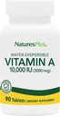 NaturesPlus Вітамін A (Palmitate) - 10000 iu - Здорова шкіра, Очі, Vision & Immune System - Водорозчин для максимального поглинання - 90 Вегетаріанські таблетки (90 Сервінги)