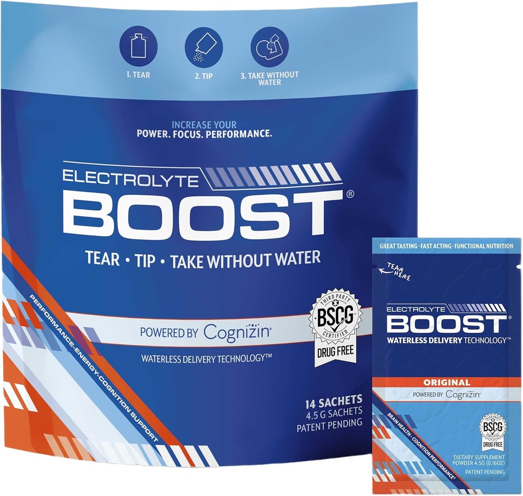 CogMpa ilə Electrolyte Toz Packets Su olmadan Take, Hichizatı Tamam, No Sugar, No Stevia, No Caffeine, No Water Needed, Ağızda Dissolves, 14 Pack