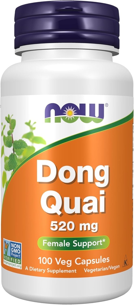 NOW Supplements, Dong Quai (Angelica sinensis) 520 mg, Podpora ženskam*, 100 Veg kapsul