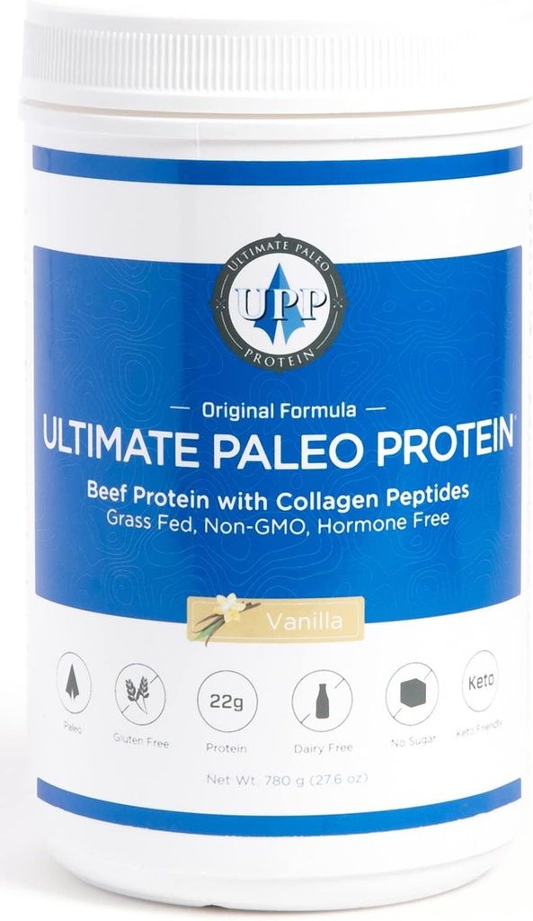 Ultimate Paleo Protein Pulber | Premium Grass Feed Beef Protein kollageenpeptiididega | Paleo Sõbralik, Gluteenivaba, Keto Sõbralik, Kunstlike magusainete või säilitusaineteta - Vanilla, 30 Servingut