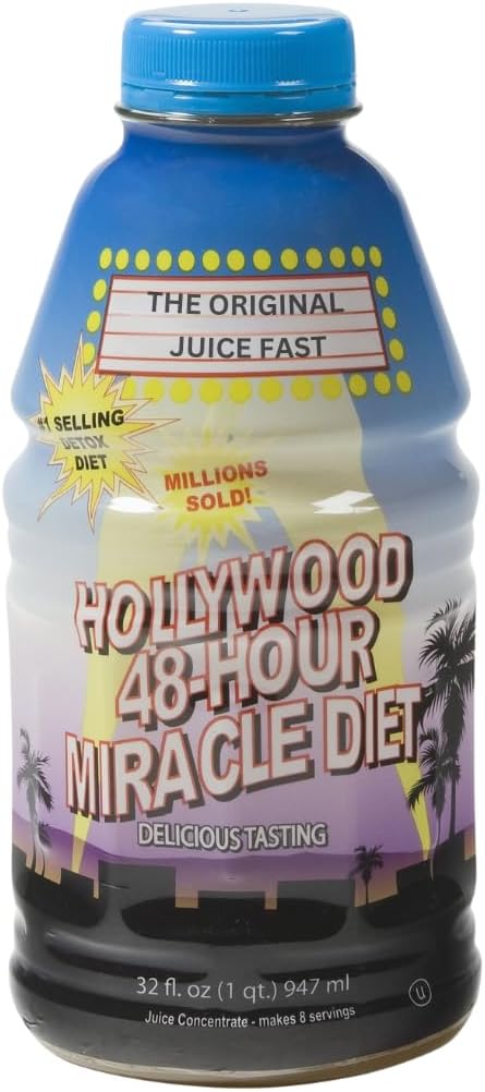 Hollywood diett - 48-Hour Miracle Fruit Juice Cleanse Diet 1-Pack, Detox Renser for vekttap & Rejuvenasjon, Matutskifting, Hurtigvirkende Diett, Vekttap Drikke, 32 fl. Oz.