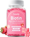 Black Seed Oil Gummies s biotin, imunitní podpora zdravé vlasy & kůže & hřebíky pro ženy a muže, chlorofyl, zinek, vitamín A, B6, B12, C, D, E, Vegan dodatek - 60 Gummies