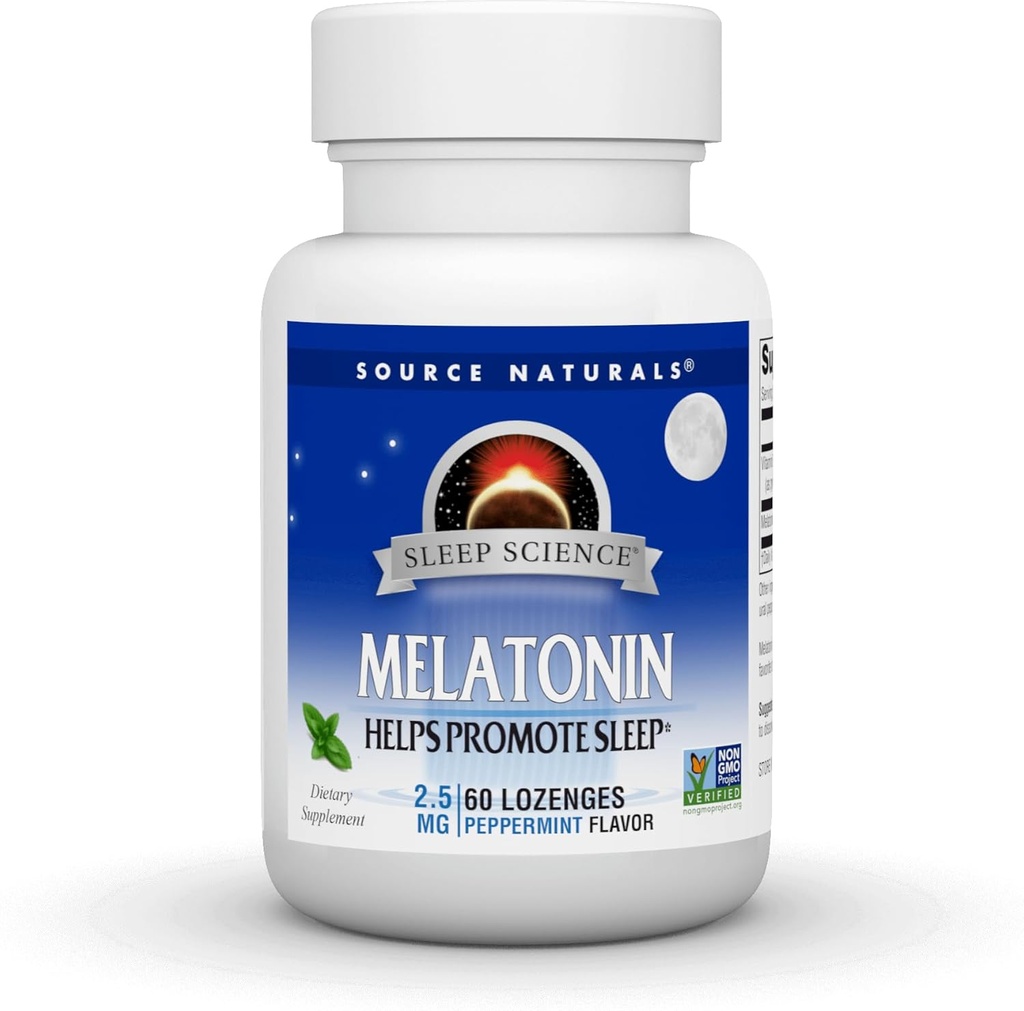 Nguồn tự nhiên Melatonin, giúp nâng cao giấc ngủ * 2.5 mg - 60 Peppermint Flavored Lozenges