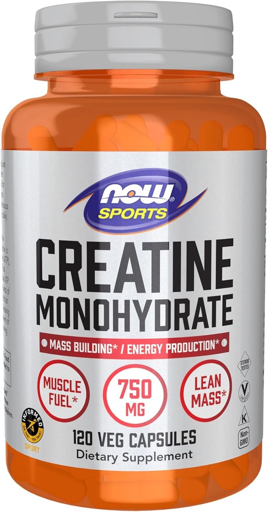 TERAZ Foods Sports Nutrition, Creatin monohydrate 750 mg, Mass Building*/Energy Production*, 120 Veg Capsules