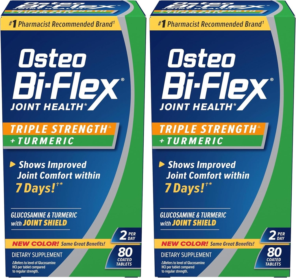 Osteo Bi-Flex Üçlü Glucosamine Turmeric, Birləşmiş Sağlamlıq Təhlükəsiz Tablet, Orijinal Version, 80 Count (Böyük 2)