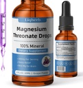 Magnesium Threonate Liquid 500mg, for Adules & Kid, Vegetable Glycerin Base with Better Dissolve, Best Mg for Brain Health, Stress & Muscle Relief, Nerve Health, Non-GMO, Gluten- Free, Vegan, 2 FL.OZ.