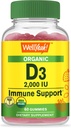 WellYeah Organic Vitamin D3 2,000 IU (50 mcg) Gummies - Supports Bone, Muscle Strength and Immunity - Non-GMO, Gluten Free - USDA Organic - Natural Flavors - 60 Gummies