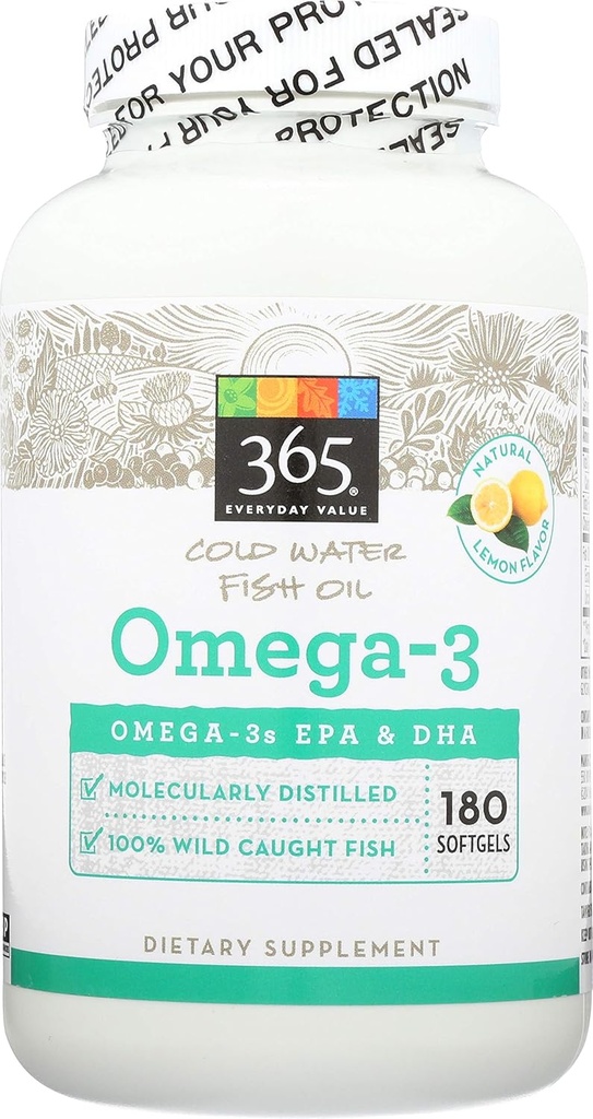 365 od Whole Foods Market, Omega-3 Lemon, 180 Count