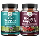 Bundle of Liver Cleanse Detox & Repair - Milk Thistle with Dandelion Root Choline Beetroot Artichoke Extract and Advanced Kidney Support - Cranberry Extract with Uva Ursi Stinging Nettle Astragalus