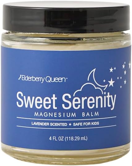 Elderberry Raíña doce serenidade magnesio Balm para o sono 4 oz, Kid Safe (Lavender)