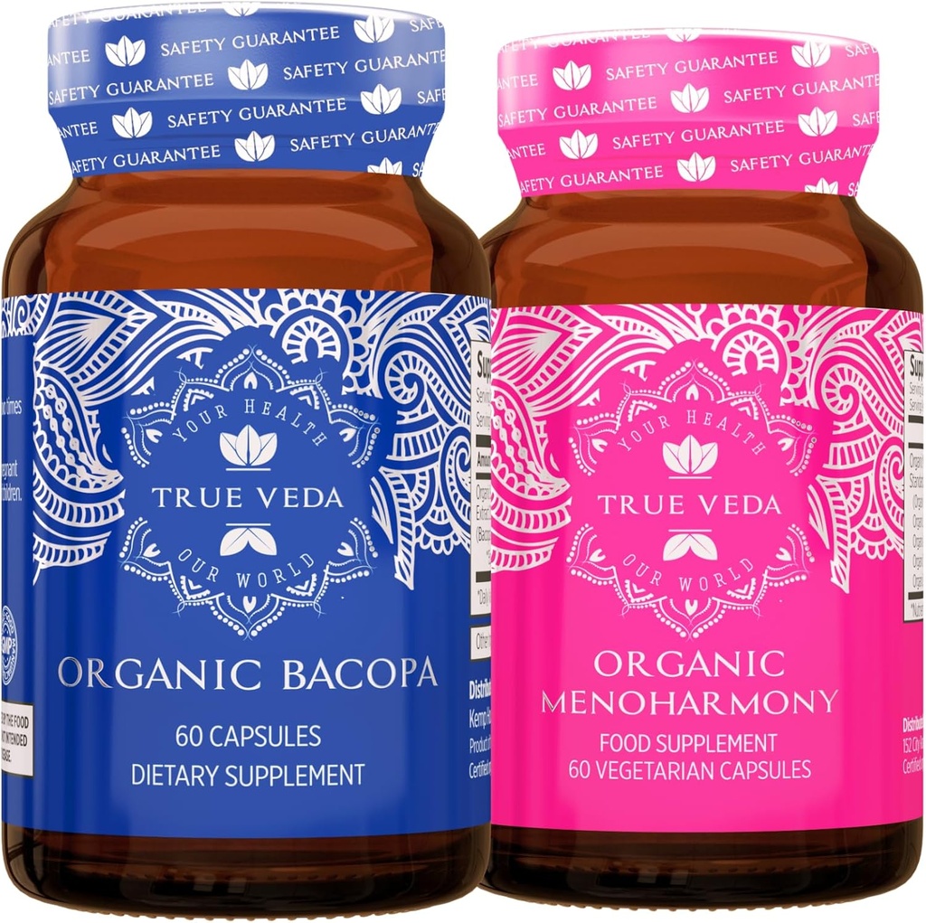 True Veda Clarity Bundle USDA Organic | Multi-Award-Winning | Bacopa | MenoHarmony Capsules