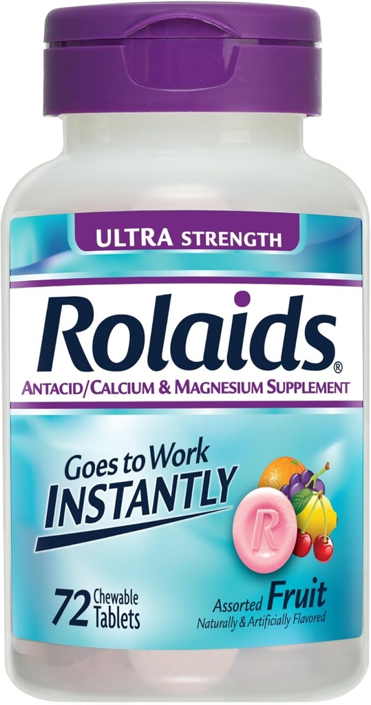 Rolaiden Antacid Calcium & Magnesium Supplement Ultra Strength Tabletten, Frucht 72 ea