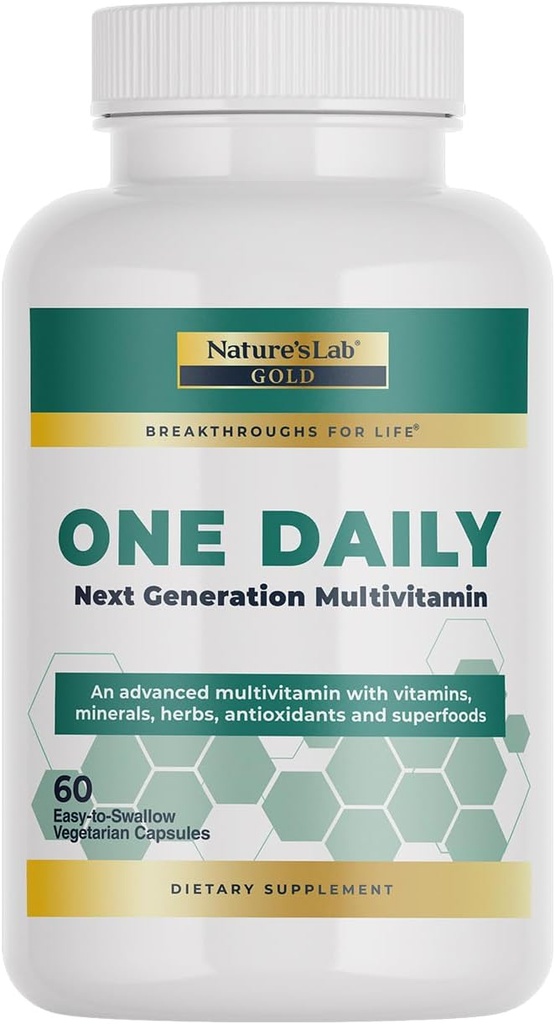 Nature's Lab Gold One Daily Multivitamin - Vitamin C, D3 və sink daxil olmaqla 19 Essential Vitamin və minerallar - 60 Kapsüller (2 ay təchizatı)