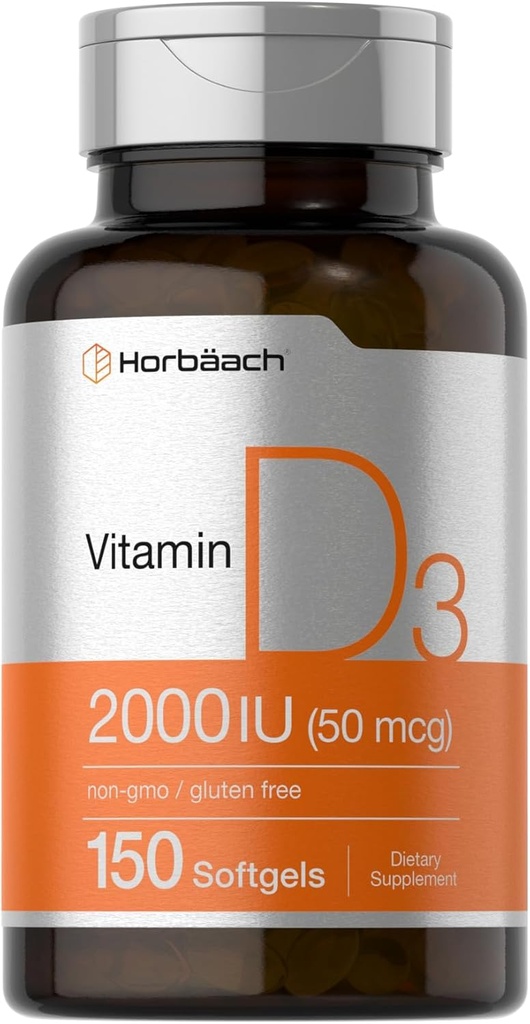 ויטמין D3 2000IU Softgels | 150 mcg Cholecalciferol | Non-GMO & Gluten Free Supplement