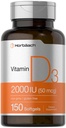 Horbaach Vitamin D3 2000IU Softgels | 150 Count | 50mcg Cholecalciferol | Non-GMO & Gluten Free Supplement