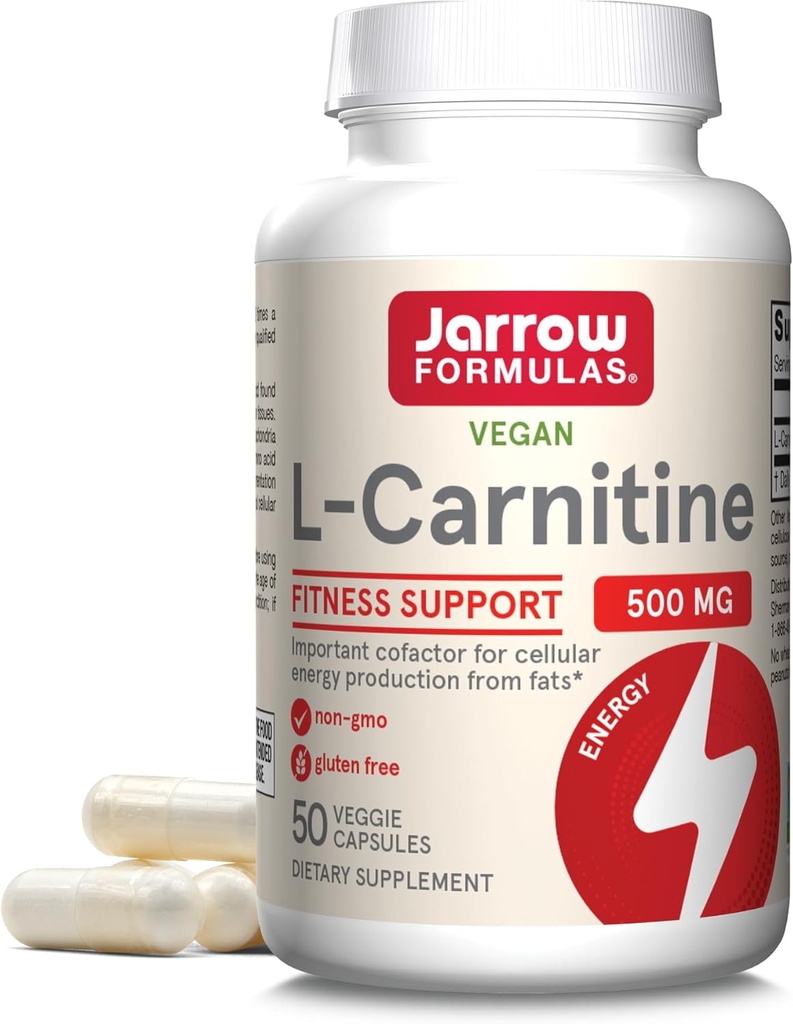 Jstry Formulas ® L- Carnitine 500 mg, dietinis papildas, parama saulės energijos gamybai, 50 Veggie kapsulių, 50 paros tiekimo
