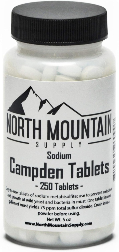 North Mountain Supply Tablets (Sodium Metabisulfite) - 250 טבליות - 5 אוונס ג'ארד
