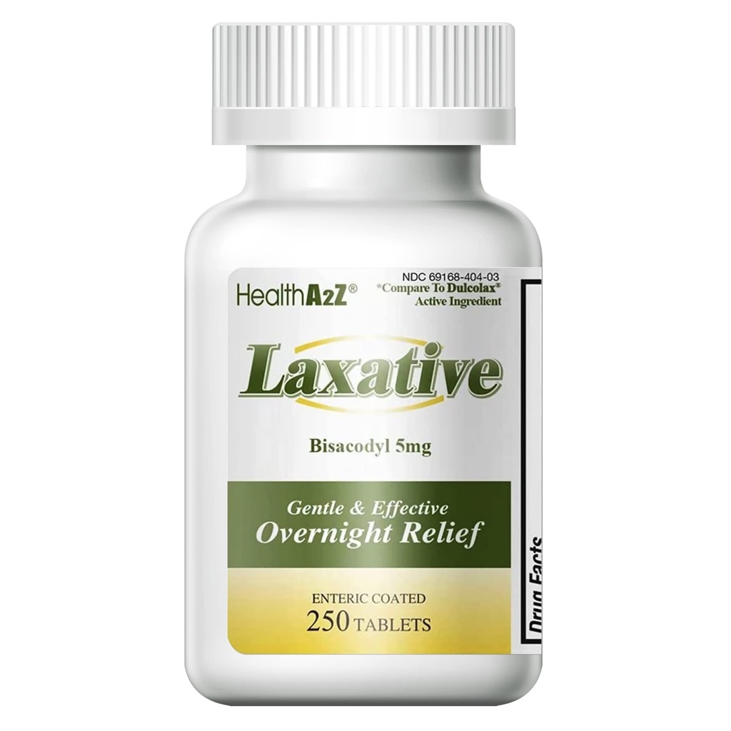 HealthA2Z Laxative Bisacodyl 5mg | 250 Counts | Gentle and Fast Overnight Relief for Constipation