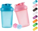 Shaker Bottle Protein Shakes ja 16-Ounce/400ML Shaker-Bottle Whisk Balls, Non-BPA muovi(Blue+Pink(2PCS))