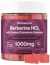 kindnature Berberine Gummies 1000mg with Ceylon Cinnamon & Resveratrol – 6-in-1 Blood Sugar Support Supplement – Metabolism & Weight Wellness – Sugar-Free, Vegan, Non-GMO