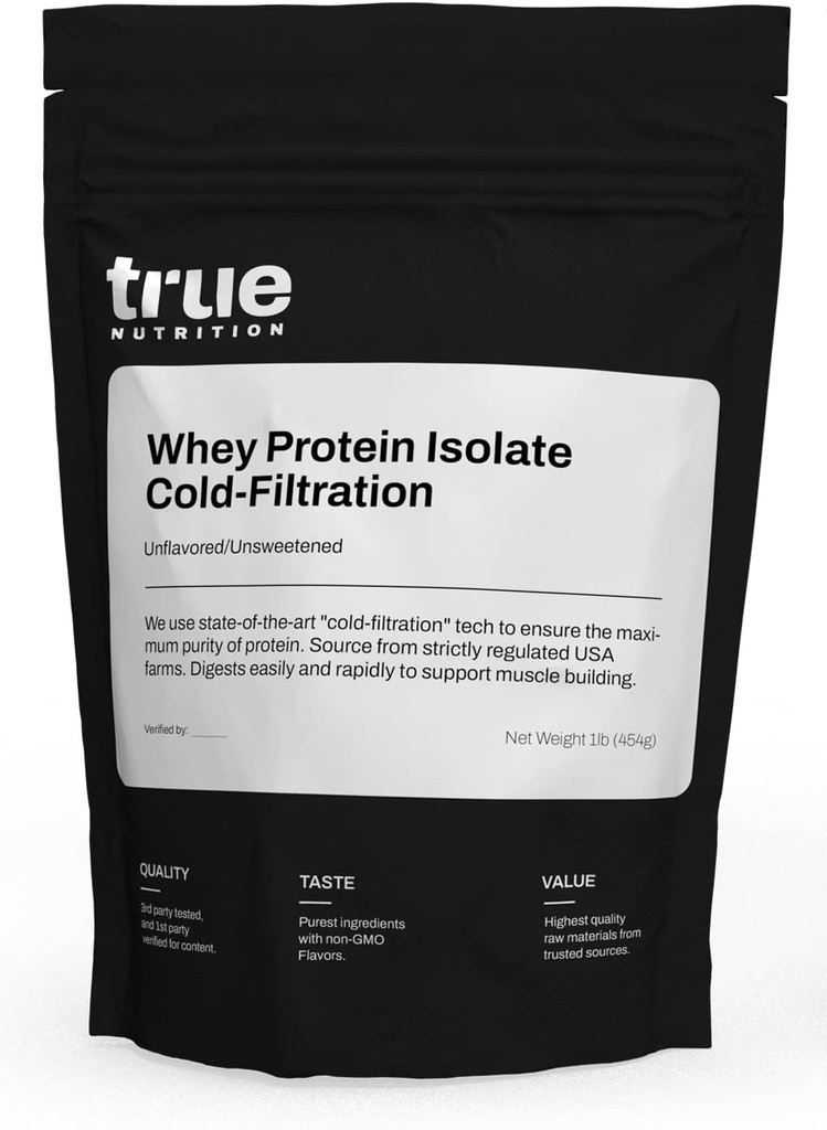 Verdadera Nutrición - Desagradable Whey Protein Isolate Cold-Filtration -100% Whey Protein Powder - 27g Protein per Serving - Mezcla fácilmente y sabores Grande - Tercera Parte Probada - Desagradable/Desapercibido - 1lb
