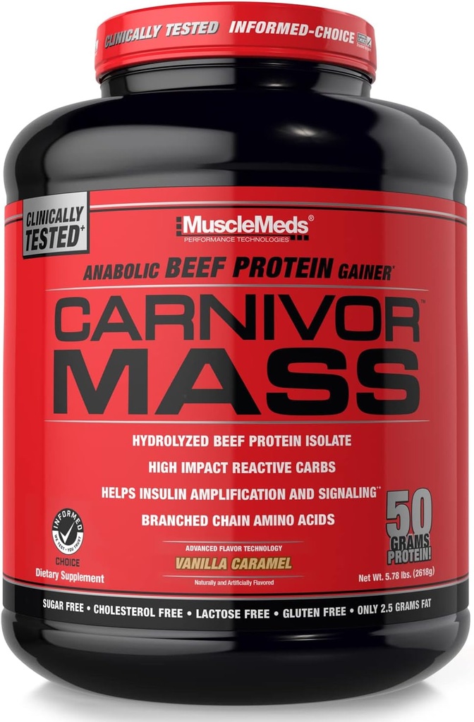 MuscleMeds Carnivor Масова добавка, Vanilla Caramel, 5.78 фунт (002658)