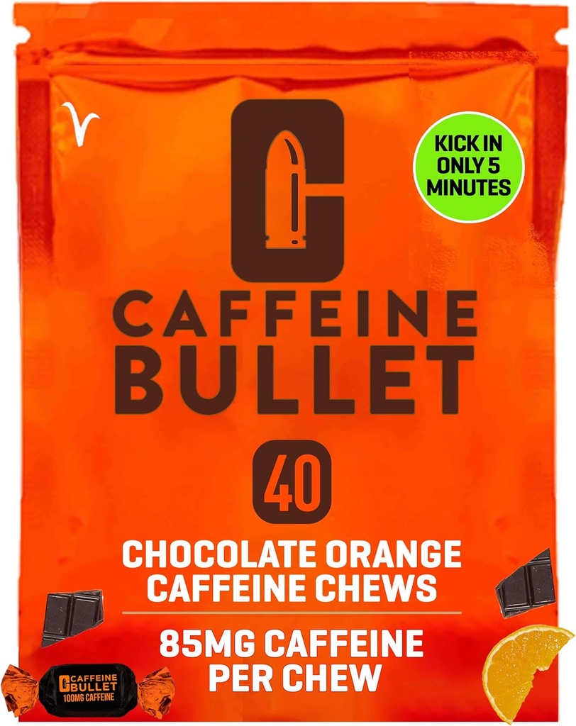 Caffeine Bullet Energy Chews - Σοκολάτα Πορτοκάλι. 40 * 85mg - Γρηγορότερη Kick Than χάπια, Gels και τσίχλες. Αθλητισμός Επιστήμη για τρέξιμο, Ποδηλασία, Τυχερά παιχνίδια και μια προ προπόνηση Ενισχύστε την αντοχή.