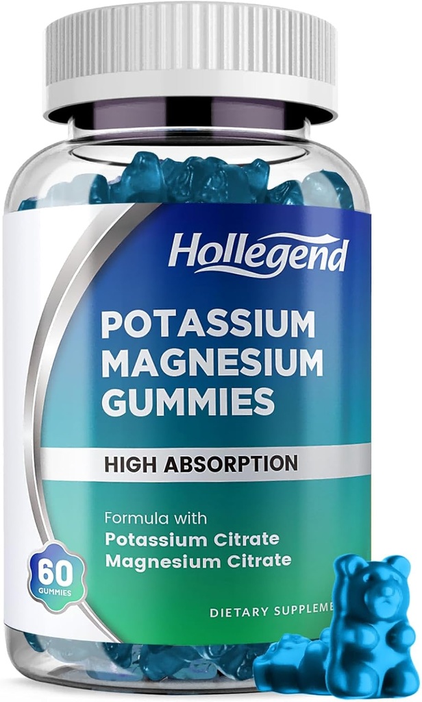 Калій Magnesium Gummies, Висока Absorption Potassium Citrate 99mg Magnesium Citrate 180mg, Chewable Gummy добавки для ніг Cramps & М'язи, 60 Count
