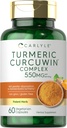 Carlyle Turmeric Supplement 550mg | 60 капсул | CurcuWin Extract Complex | Вегетарианский, не ГМО, без глютена