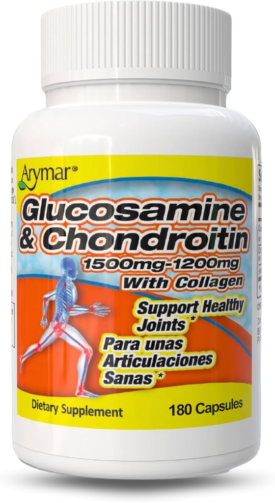 ARYMAR Glucosamina i Chondroitin amb Collage, suport a la constant salut (180 Capules/Pack de 1)