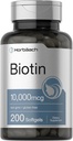 Horbaach Biotin 10000 mcg - 200 Softgels - B7 vitamīna papildinājums -- ne- GMO un bez glutēna