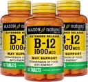 MASON NATURAL B-12 1000Mcg Cyanocobalamin Tabelle di rilascio prolungate, bottiglie da 60 paesi (pacchetto di 3)