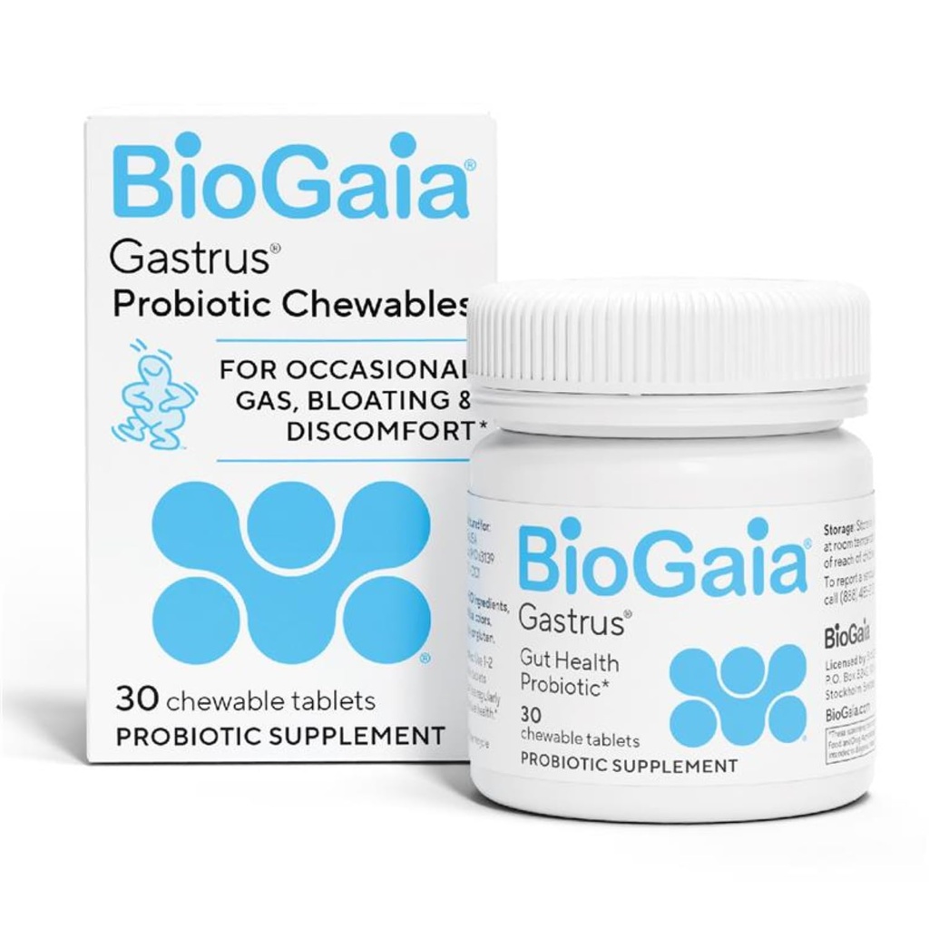BioGaia Gastrus Gut Health Probiotic | Eases Abdominal Discomfort, Gas & Bloating | Promotes Regularity & a Healthy Gut | Contributes to a Balanced Microbiome | Backed by 30 Years of Research
