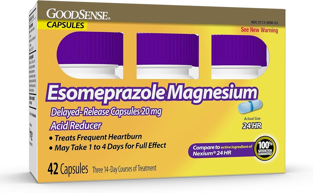 Esomeprazole Magnesium Delayed Release Capsules 20 mg, Proton Pump Inhibitor (PPI) selama 24 Hour Freedburn Heartburn Treatment, 42 Count